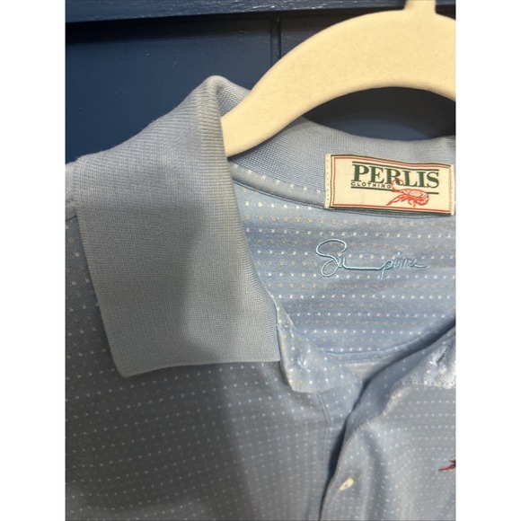 Perlis Polo Shirt Mens L Blue Authentic Crawfish Pique Embroidered Logo Golf - Picture 4 of 16